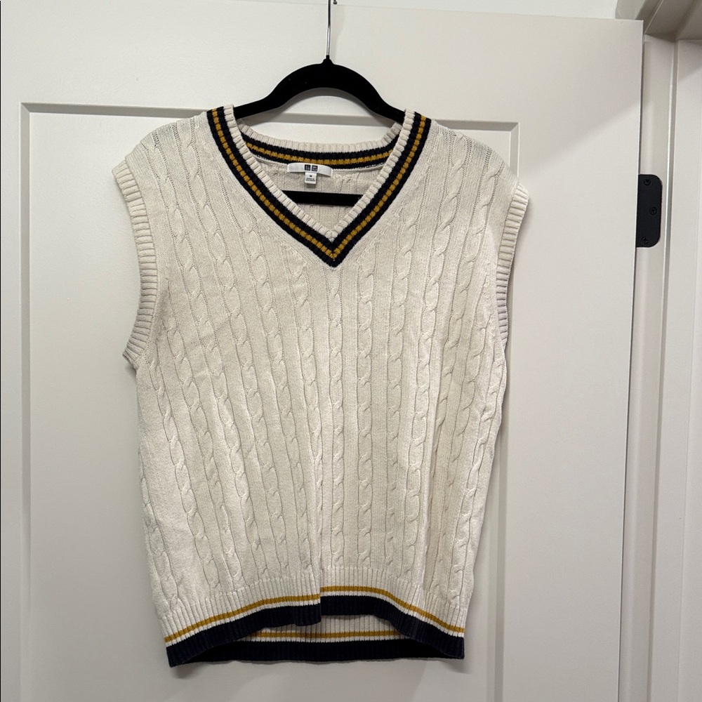 White Cable Knit Sweater Vest